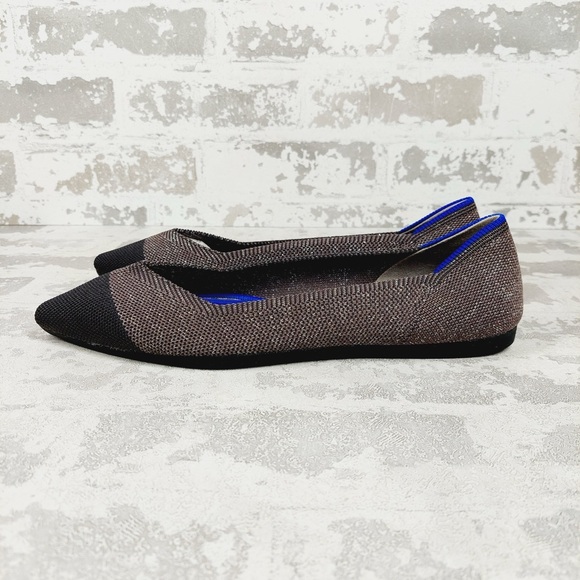 NEW Rothy's The Flat Brown Knit Pointy Toe Slip On Loafers F52